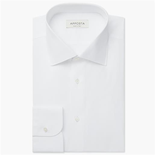 Apposta camicia tinta unita bianco 100% puro cotone popeline giza 87, collo stile collo semifrancese