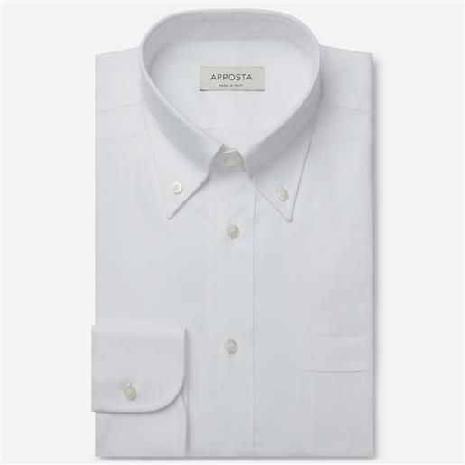 Apposta camicia tinta unita bianco 100% puro cotone oxford, collo stile collo button down