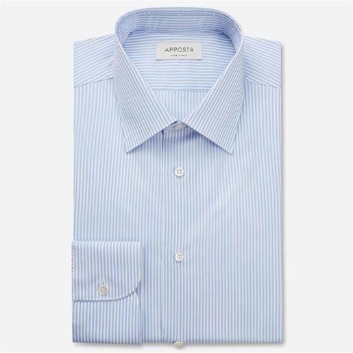 Apposta camicia righe azzurro 100% puro cotone twill giza 87, collo stile collo italiano basso