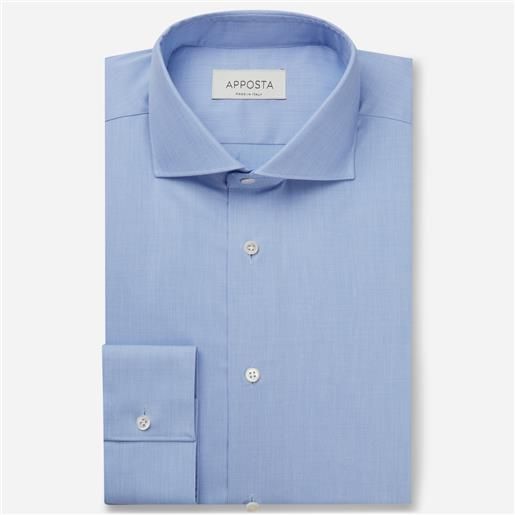 Apposta camicia tinta unita azzurro 100% cotone stiro facile popeline, collo stile collo francese basso