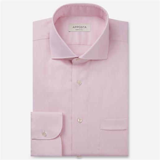 Apposta camicia tinta unita rosa 100% cotone stiro facile twill, collo stile collo francese