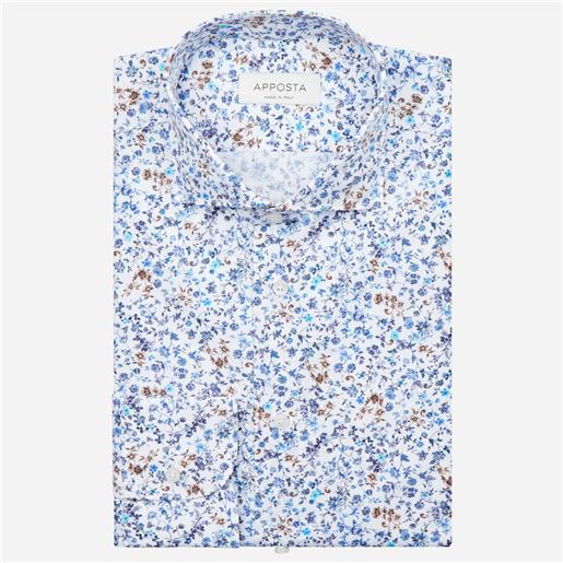 Apposta camicia disegni a fiori multi 100% puro cotone popeline, collo stile collo francese basso