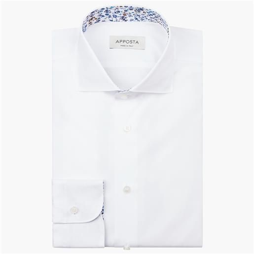 Apposta camicia tinta unita bianco 100% puro cotone pinpoint doppio ritorto supima, collo stile collo francese basso