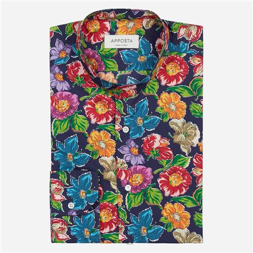 Apposta camicia disegni a fiori multi 100% puro cotone popeline, collo stile collo alla coreana senza bottone