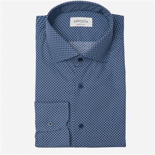 Apposta camicia disegni a fantasia blu 100% puro cotone tela, collo stile collo francese aggiornato a punte corte
