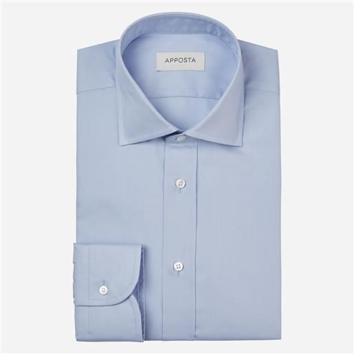 Apposta camicia tinta unita azzurro 100% cotone anti-macchia twill doppio ritorto oekotex, collo stile collo semifrancese