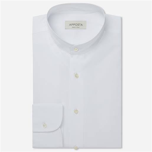 Apposta camicia tinta unita bianco 100% puro cotone popeline viroformula, collo stile collo alla coreana