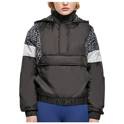 Urban Classics giacca a vento donna con cappuccio, giacca imbottita e impermeabile, effetto animalier, pull over con zip, taglie xs - 5xl