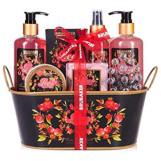 Brubaker set beauty da bagno e doccia love - con fragranza di frutto della passione - confezione regalo in 12 pezzi presentati in una mini vasca da bagno decorativa