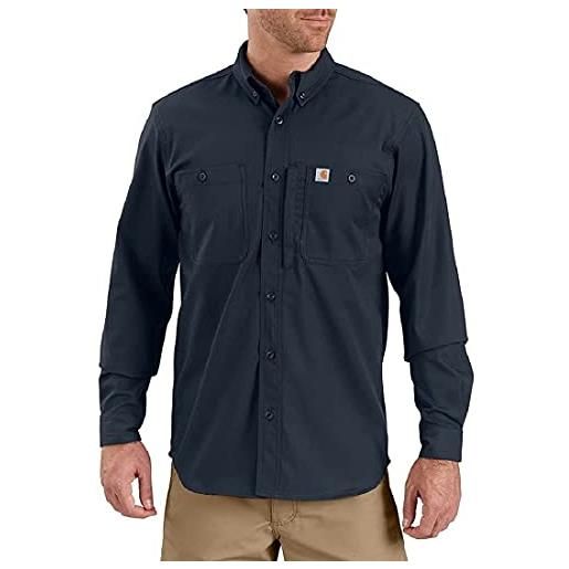 Carhartt camicia da lavoro a manica lunga in cotone canvas, vestibilità comoda, serie rugged professional, uomo, blu (navy), xl