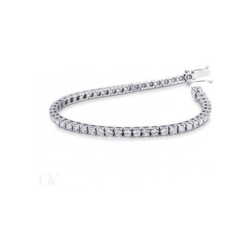 Gioielli di Valenza bracciale tennis lineare a griffe in oro bianco 18k con diamanti