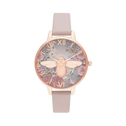 Olivia Burton orologio analogico al quarzo da donna con cinturino in pelle eco-compatibile rosa - ob16eg134