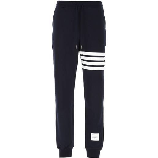 Thom Browne pantaloni felpati con logo - blu