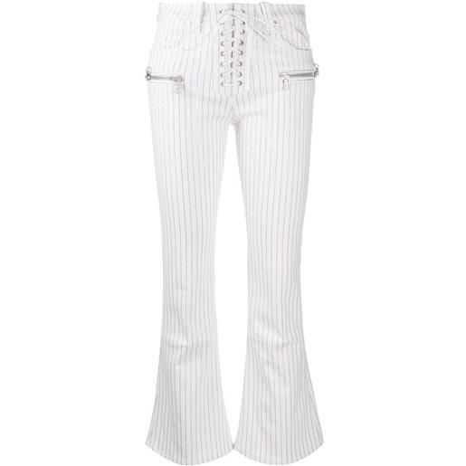 UNRAVEL PROJECT pantaloni svasati a righe - bianco
