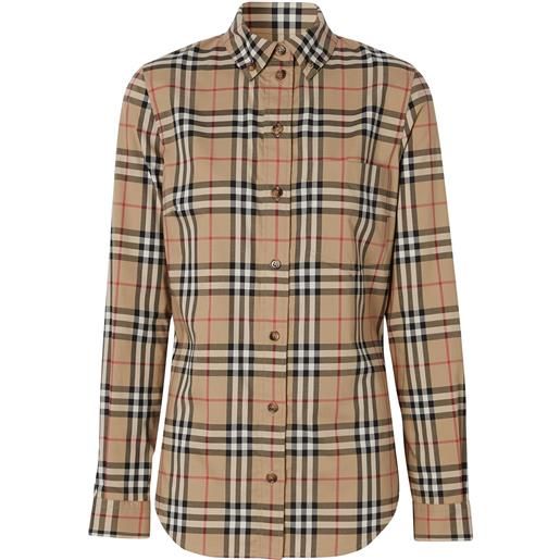 Burberry camicia con motivo vintage check - marrone