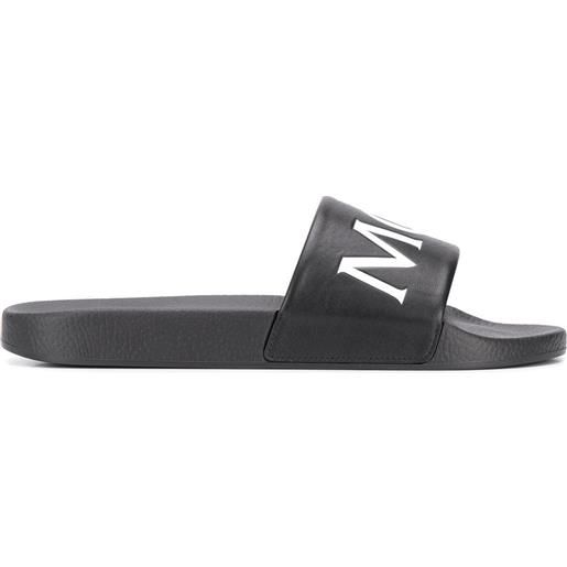 Moncler sandali slides con stampa - nero