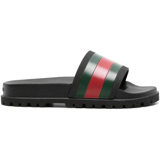 Gucci sandali slides con dettaglio web - nero