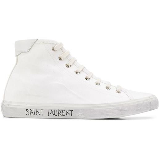 Saint Laurent sneakers alte con effetto vissuto - bianco