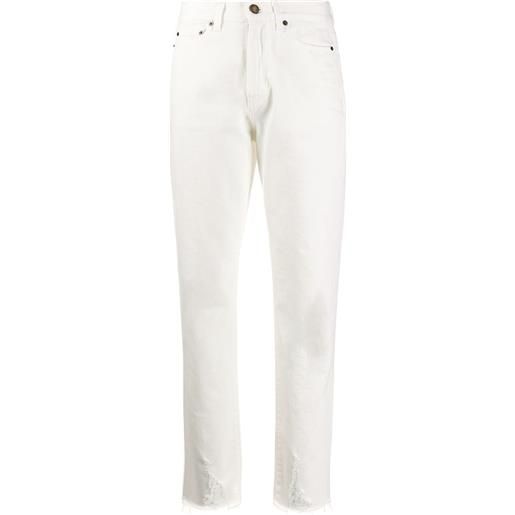Saint Laurent jeans taglio straight con orlo sfilacciato - bianco