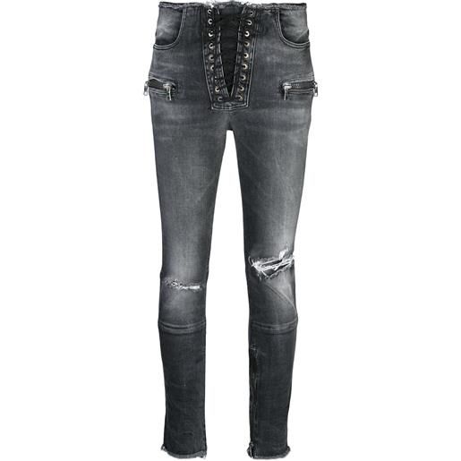UNRAVEL PROJECT jeans skinny con effetto vissuto - nero