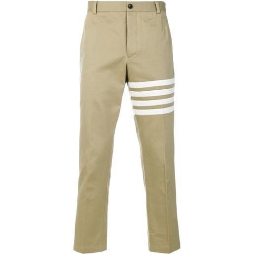 Thom Browne seamed 4-bar stripe unconstructed chino trouser in cotton twill - toni neutri