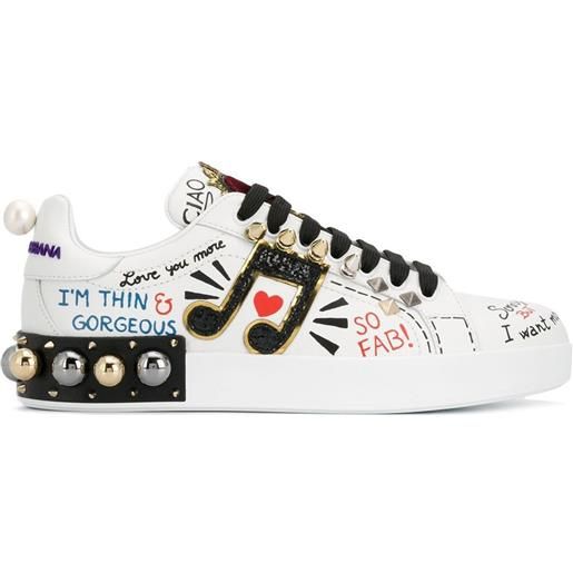 Dolce & Gabbana sneakers portofino con applicazioni - bianco