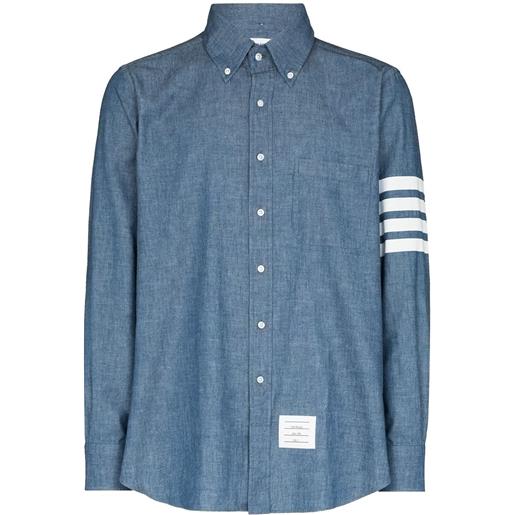 Thom Browne camicia chambray con dettaglio a righe - blu