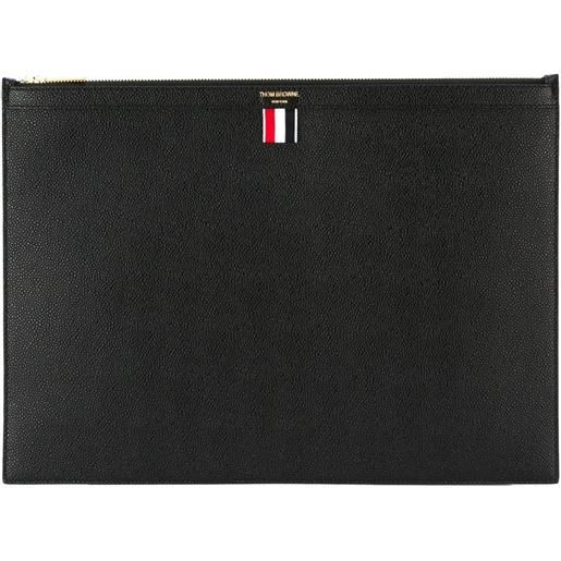 Thom Browne custodia per pc grande (39x28cm) in pelle - nero