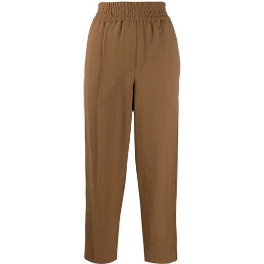 Brunello Cucinelli pantaloni con vita elasticizzata - marrone