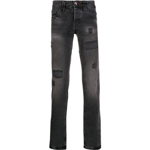 Philipp Plein jeans taglio straight effetto vissuto - nero