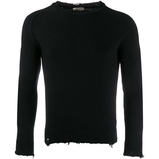 Saint Laurent maglione a girocollo con effetto vissuto - nero
