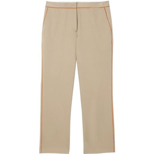 Burberry pantaloni crop con bordo a contrasto - toni neutri