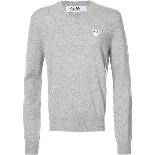 Comme Des Garçons Play v-neck pullover with white heart - grigio