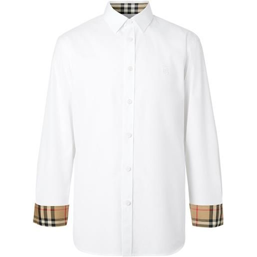 Burberry camicia aderente con monogramma - bianco