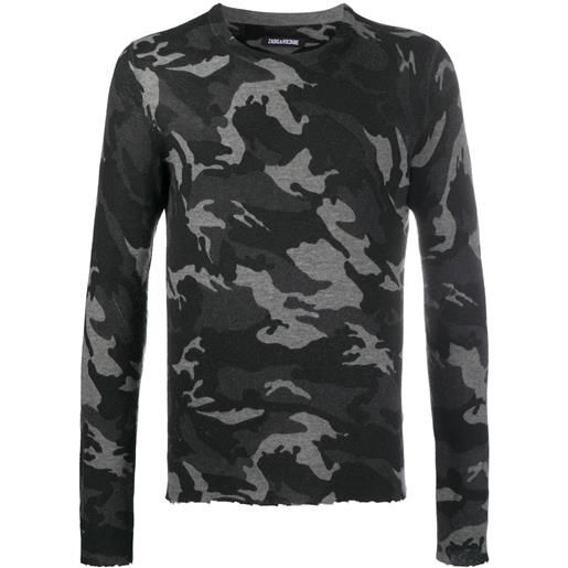 Zadig&Voltaire maglione kennedy con stampa camouflage - nero