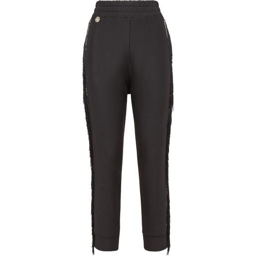 Philipp Plein pantaloni sportivi con frange - nero