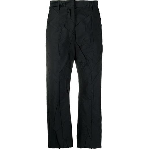 MM6 Maison Margiela pantaloni crop con effetto stropicciato - nero