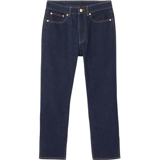 Burberry jeans crop con monogramma - blu