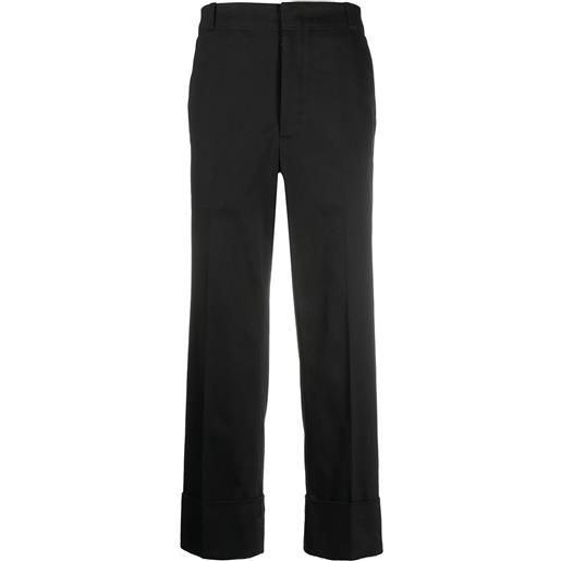 Thom Browne pantaloni dritti in twill con cintura - nero