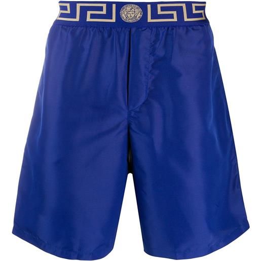 Versace costume da bagno greca border al ginocchio - blu