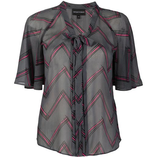 Emporio Armani blusa con zig-zag - grigio