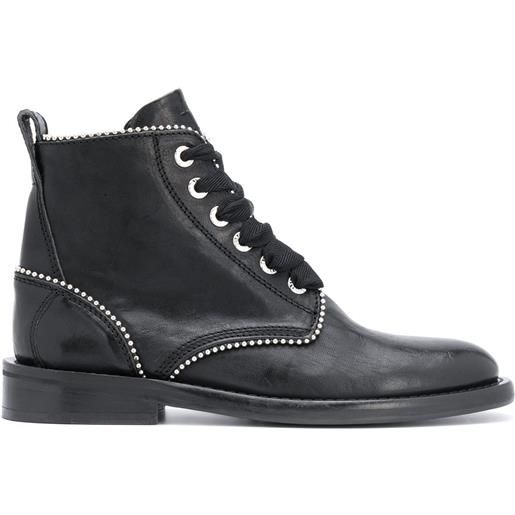 Zadig&Voltaire stivali stringati con borchie - nero