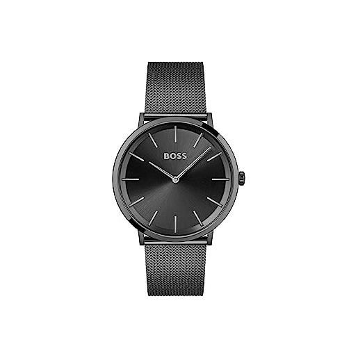 Boss orologio analogico al quarzo da uomo con cinturino in maglia metallica in acciaio inossidabile nero - 1513826