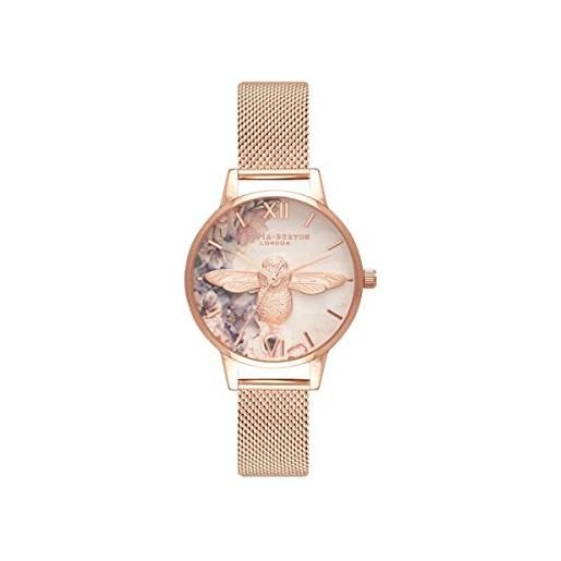 Olivia Burton orologio analogico al quarzo da donna con cinturino in acciaio inossidabile color oro rosa - ob16pp40