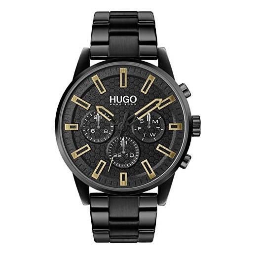 Hugo orologio analogico multifunzione al quarzo da uomo con cinturino in acciaio inossidabile nero - 1530177