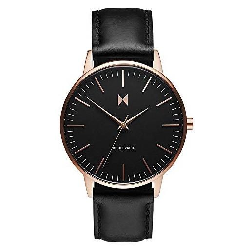 MVMT orologio analogico al quarzo da donna collezione boulevard con cinturino in pelle o in acciaio inossidabile nero (black)