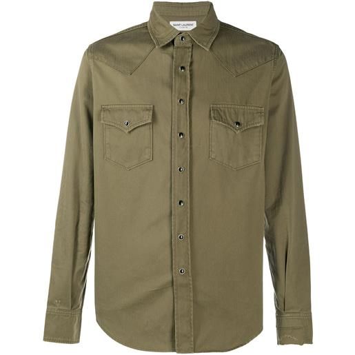 Saint Laurent camicia con borchie - grigio