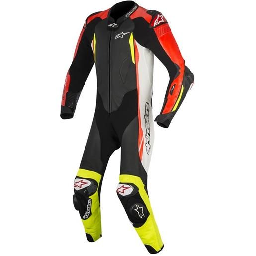 ALPINESTARS gp tech v2 leather suit - (black/white/red fluo/yellow fluo)