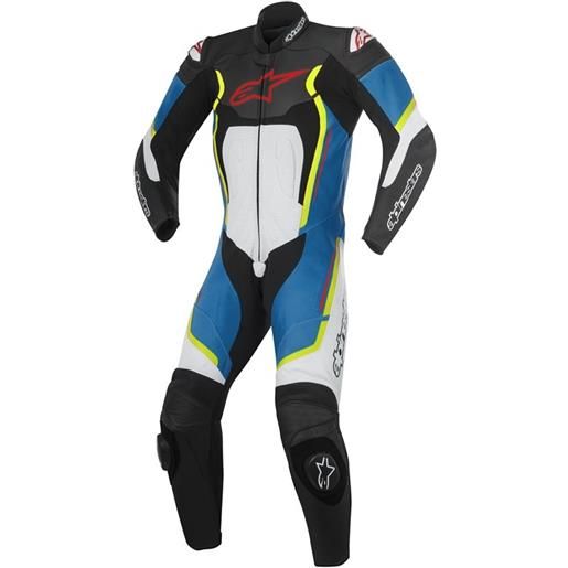 ALPINESTARS motegi v3 leather suit - (black/white/metallic gray/blue)