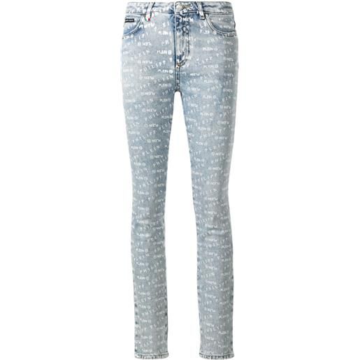Philipp Plein jeans skinny con stampa - blu